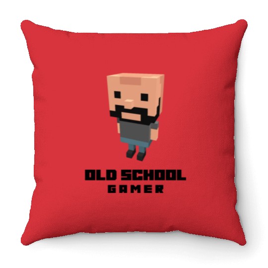 Old school gamer Throw Pillows