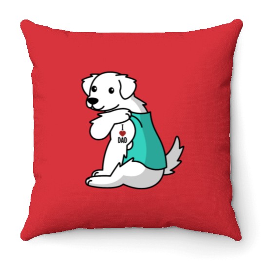 I Love Dad Great Pyrenees Throw Pillows