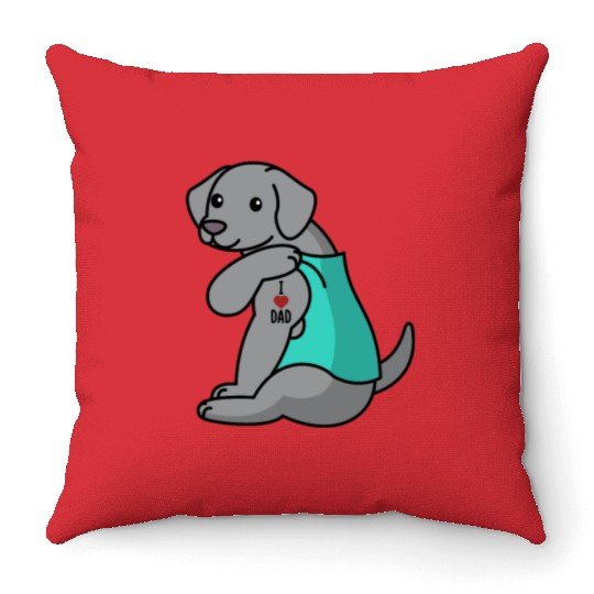 I Love Dad Weimaraner Throw Pillows