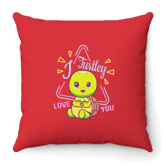 I Turtley Love You Throw Pillows