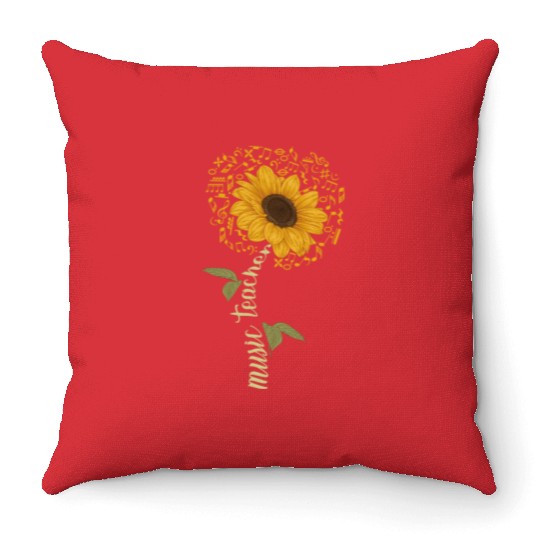 Sunflower Music Teacher Musician Gardening Throw Pillows