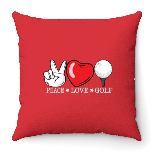 Funny Peace Love Golf - Golfer Golfing Golf Lover Throw Pillows