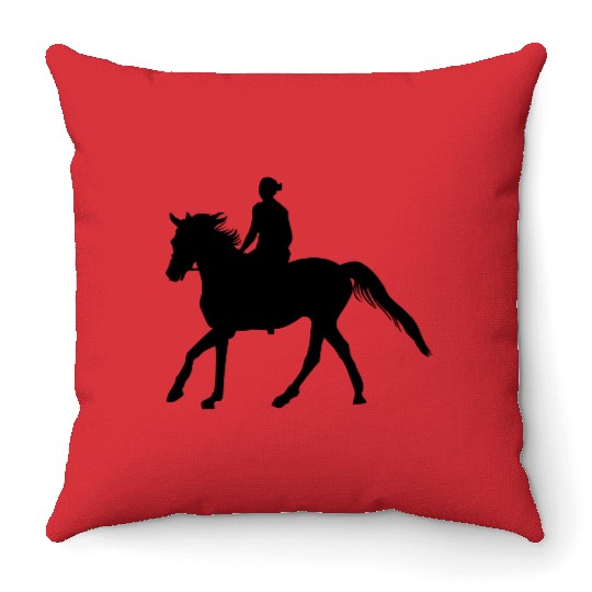 Equestrian, Girl Rider, Horse Riding, Horse, Rodeo Throw Pillows