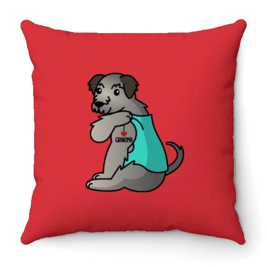 Irish Wolfhound I Love Grandma Throw Pillows