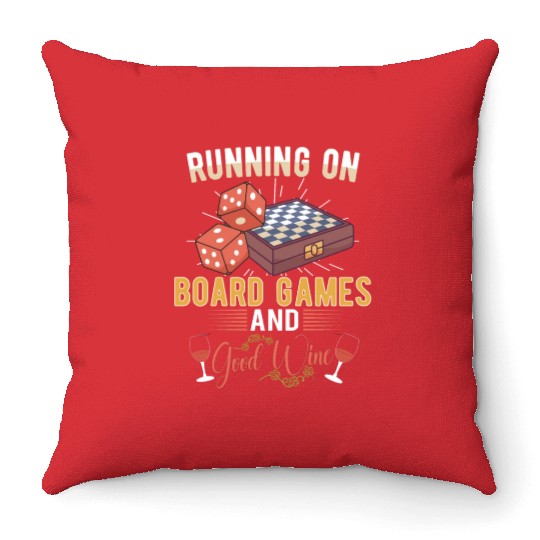 Wine Board Games Chess Board Game Player Gambling Throw Pillows