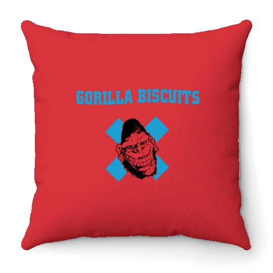 Gorilla Punk Eat Biscuits Throw Pillows