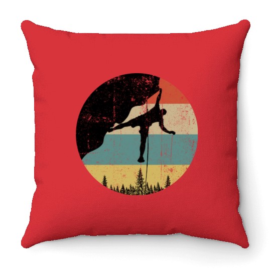 Rock climbing mountain climber Throw Pillows