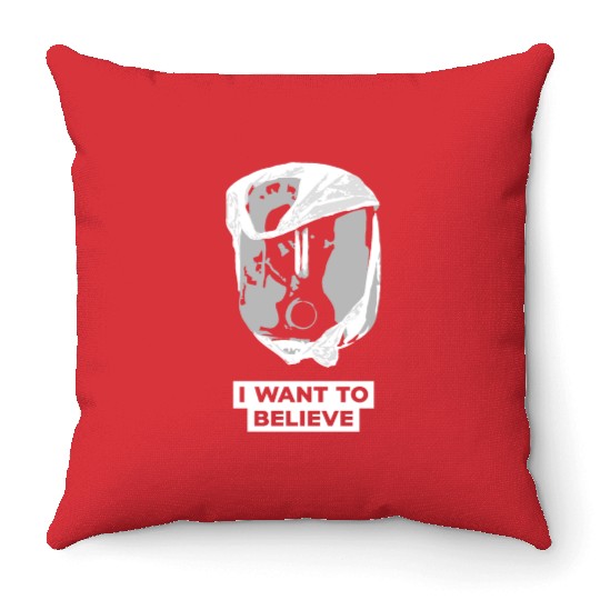I Want To Believe 001 B-W Skull Throw Pillows