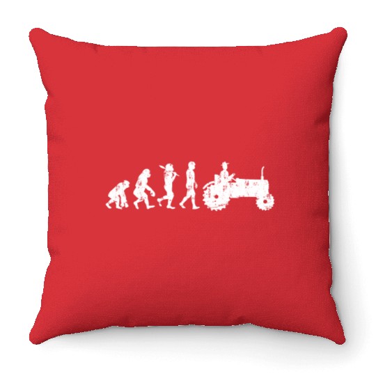 Farmer Evolution Gift Tractor Tractor Throw Pillows