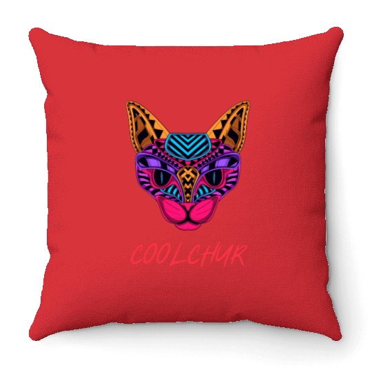 Neon Cat Coolchur Throw Pillows