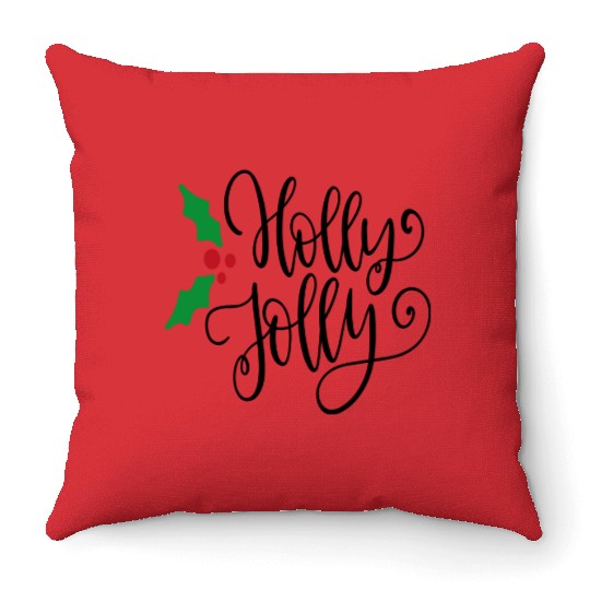 Holly Jolly Mistletoe Holiday Throw Pillows