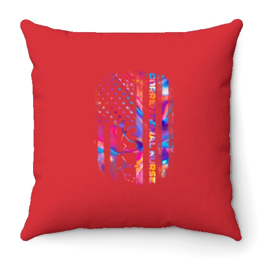 correctional nurse - US flag Throw Pillows