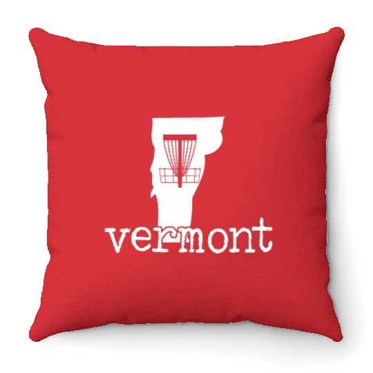 State of Vermont Disc Golf Golfer Golfing Basket Throw Pillows