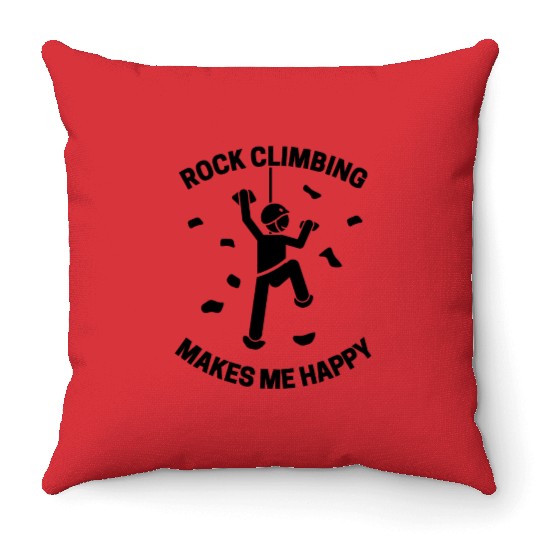 Rock Climbing Makes Me Happy Throw Pillows