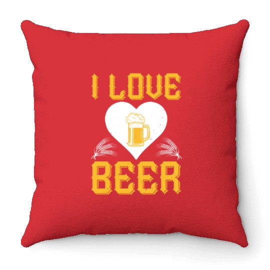 I love beer Throw Pillows