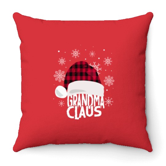 Womens Grandma Claus Christmas Buffalo Plaid Throw Pillows