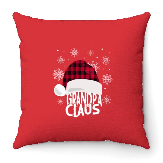 Mens Grandpa Claus Christmas Buffalo Plaid Santa Throw Pillows