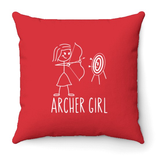 Archery Bow Archer Girl Vintage Throw Pillows