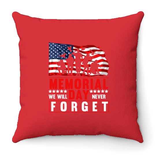 Memorial Day American Flag Soldiers Patriotic US Throw Pillows