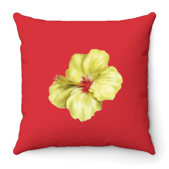 Yellowlicious Hibiscus Throw Pillows