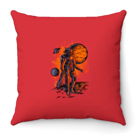 Lion astronauts in space Throw Pillows