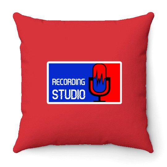 Recording Studio Logo Microphone Throw Pillows