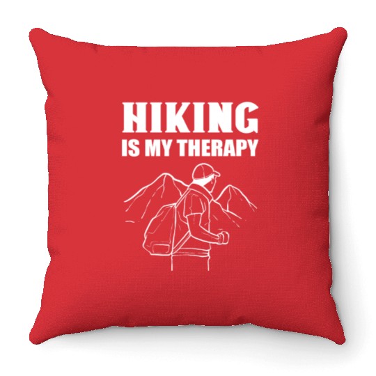 Hiking Is My Therapy Hiker Climbing Throw Pillows