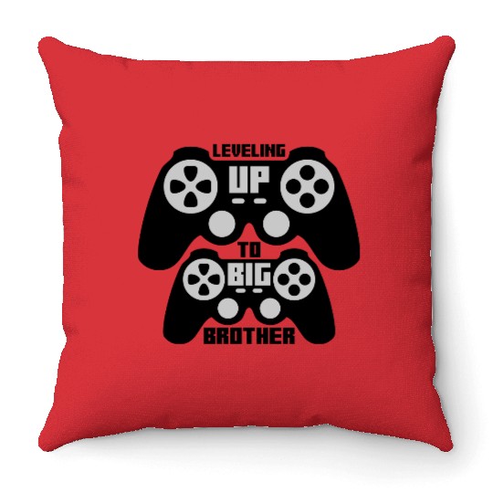 Leveling up big brother Throw Pillows