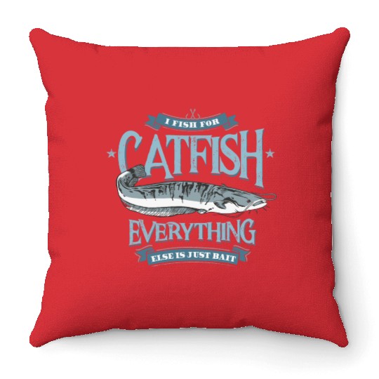 Catfish Hunting Funny Fishing Quote Vintage Throw Pillows