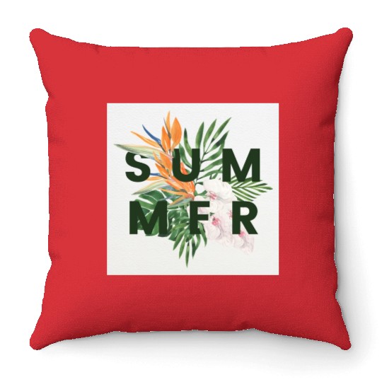 Green Illustration Summer Throw Pillows