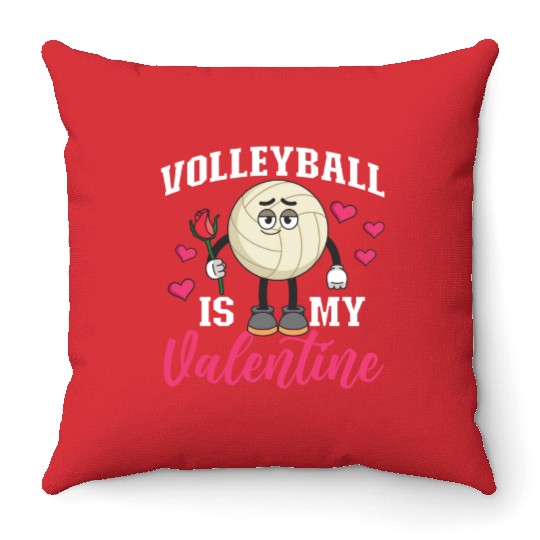 Volleyball Player Team Valentines Throw Pillows