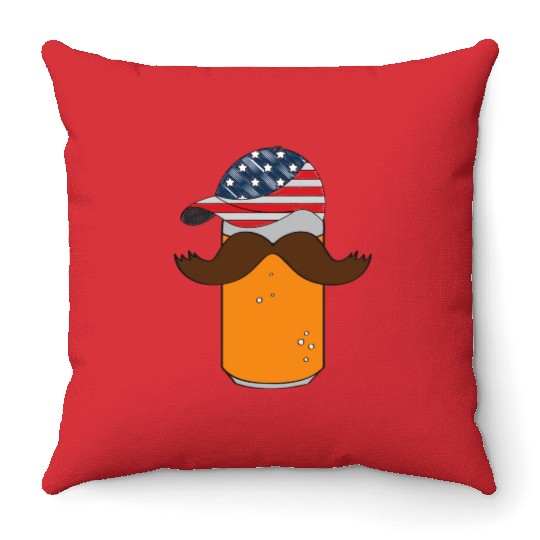 funny patriotic mullet beer 4th of july summer Throw Pillows