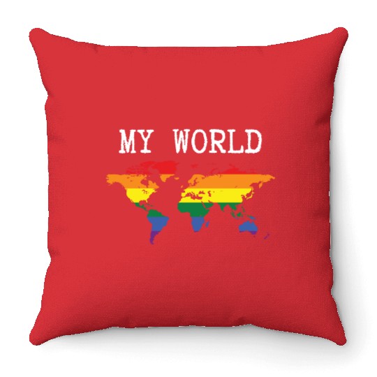my world, lgbt community Throw Pillows