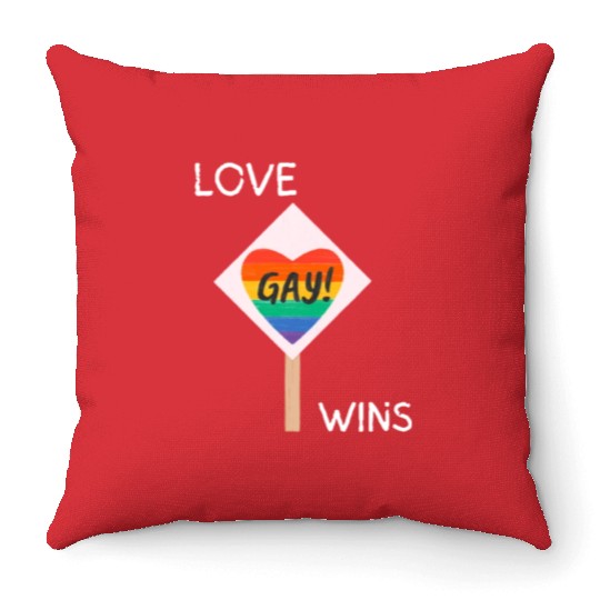 Love gay wins lgbt community Throw Pillows