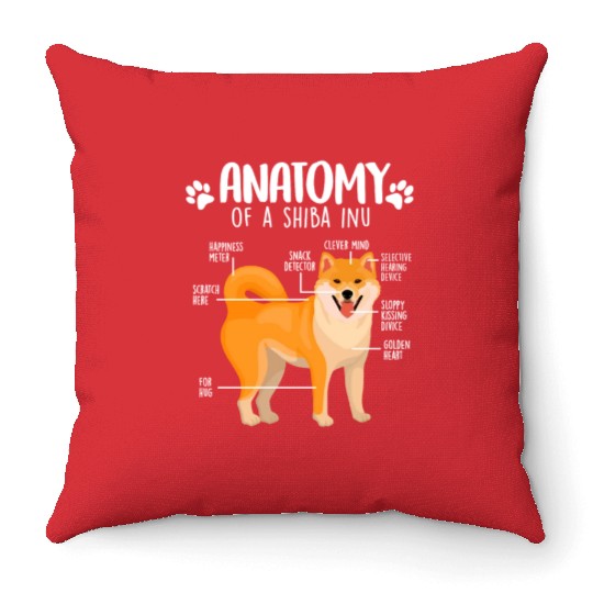 Shiba Inu Funny Anatomy Shiba Inu Dog Lover Throw Pillows
