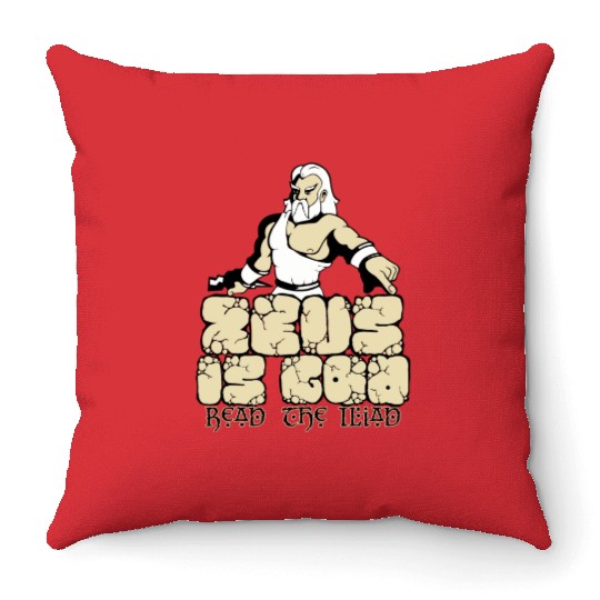 Zeus is god! Throw Pillows