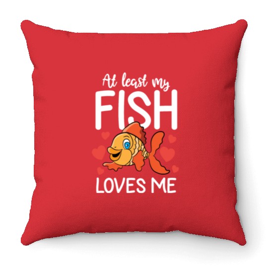 Fishing Valentine Gift Him Her My Fish Loves Me Throw Pillows
