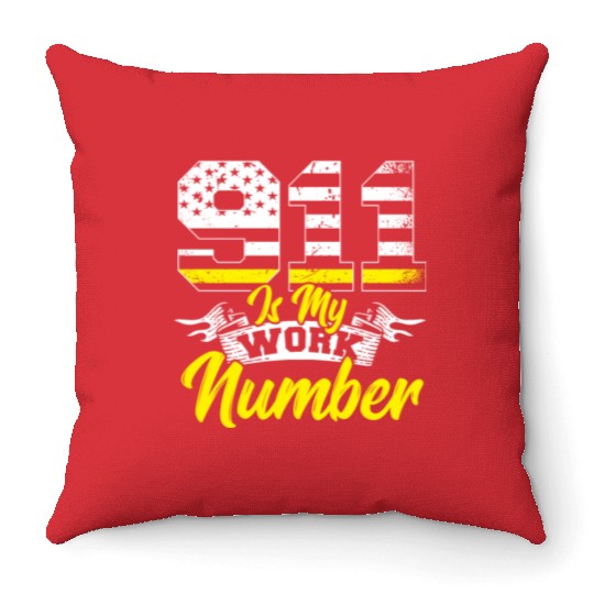 911 Is My Work Number Police Dispatcher Thin Throw Pillows