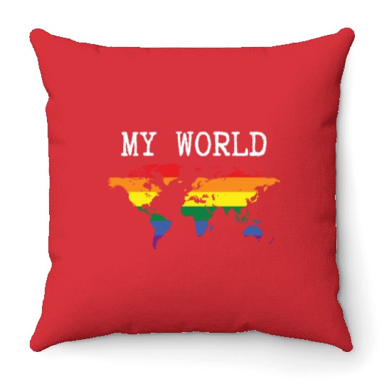 my world - lgbt community Throw Pillows