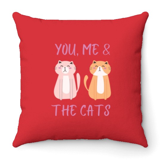 ask me about my cat funny cat Throw Pillows