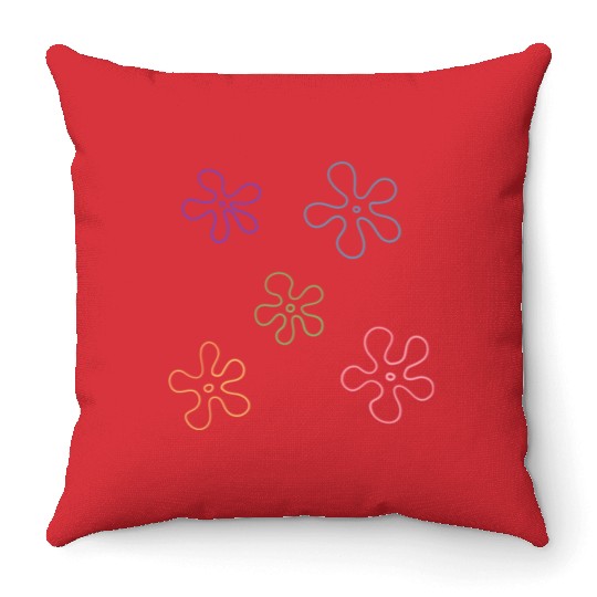 sponge bob flower pack Throw Pillows