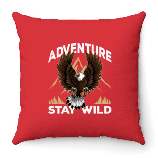 Adventure Lover Bald Eagle Natural Park Camping Throw Pillows