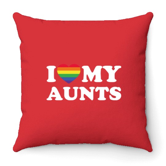 LGBTQ I Love My Aunts Aunties Lesbian Trans Throw Pillows