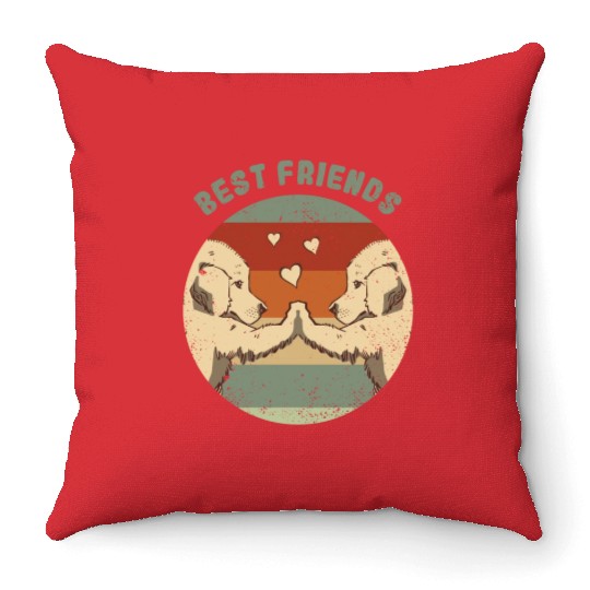 Dogs Puppies Best Friends Labrador Dog Retrievers Throw Pillows