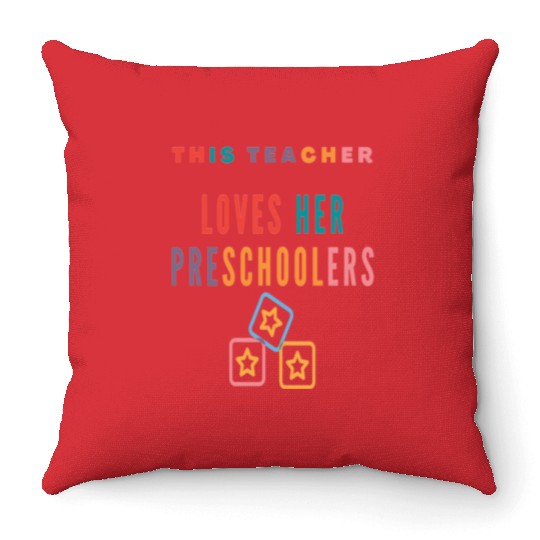 this teacher loves her preschoolers Throw Pillows