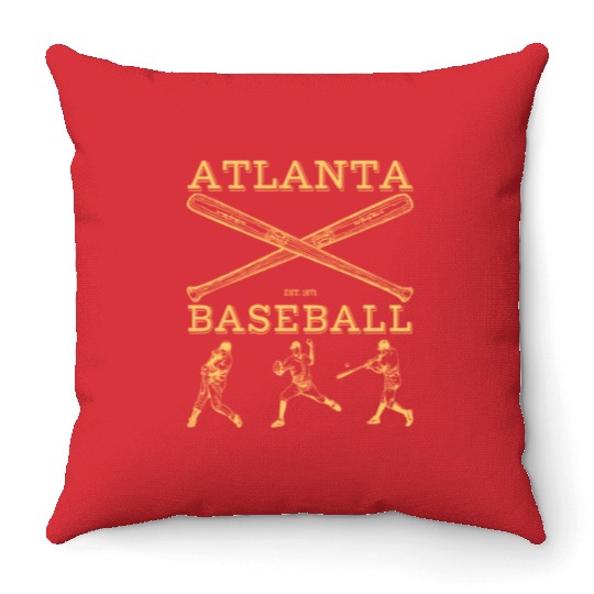 Vintage Atlanta Baseball est 01 Throw Pillows