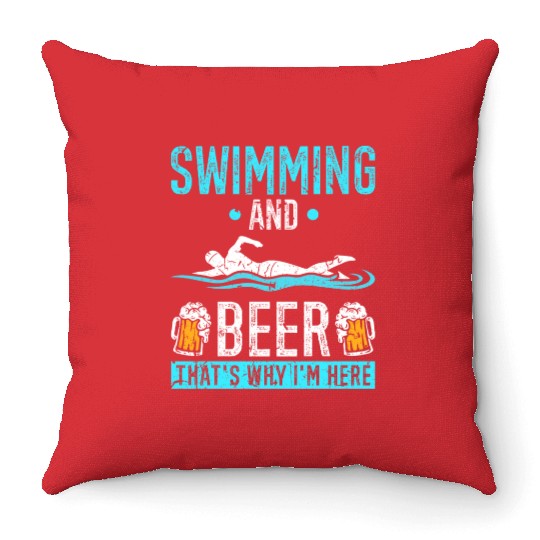 Swimming And Beer Swimmer Swim Throw Pillows
