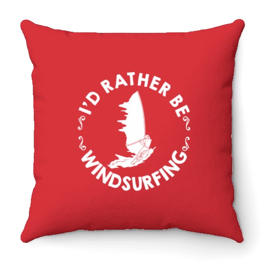 Windsurfing Board Sail Paddle Windsurfer Throw Pillows