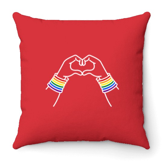 LGBT pride rainbow heart Throw Pillows