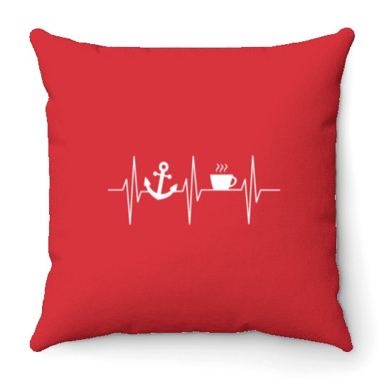 Anchor Captain Boat Owner Heartbeat Coffee Throw Pillows